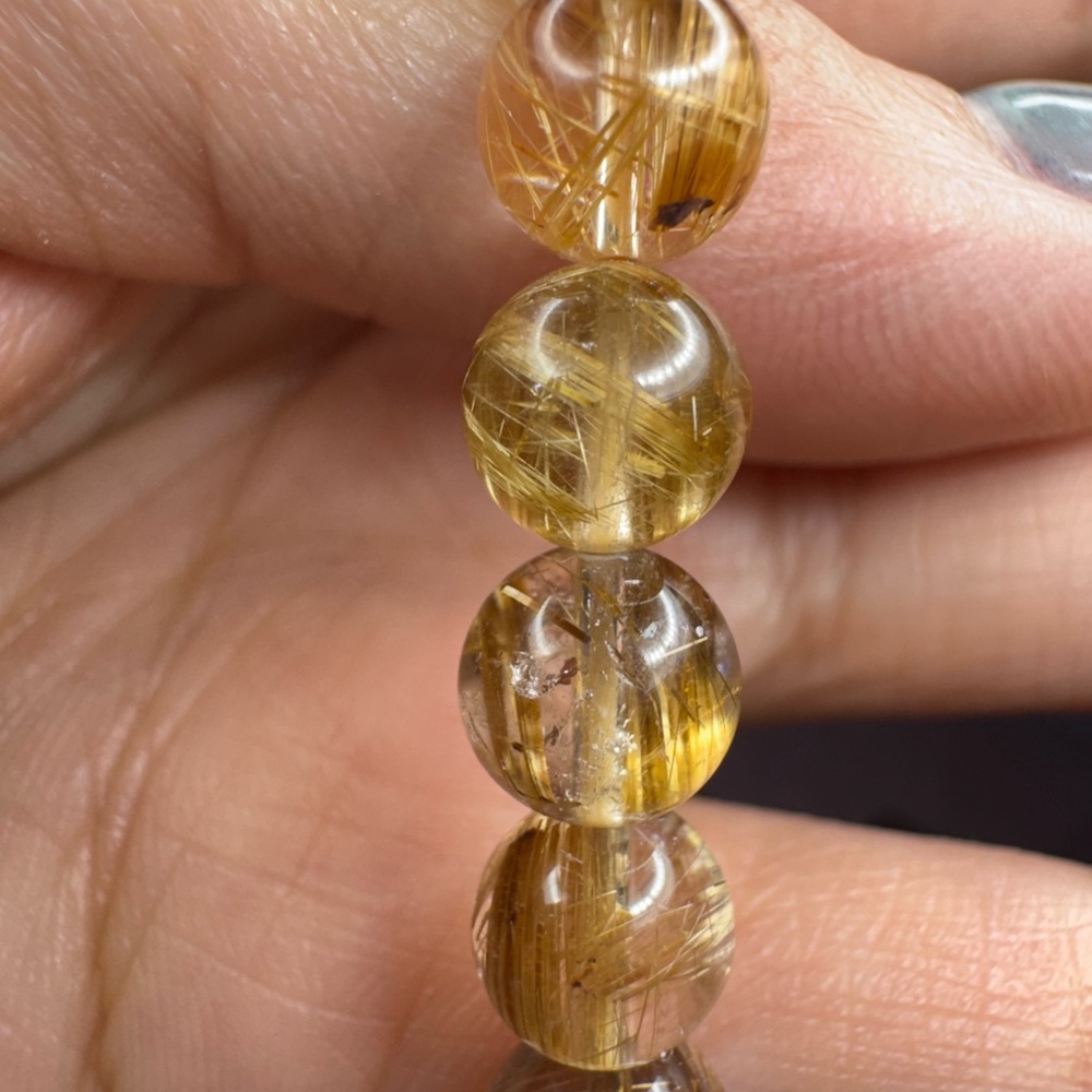 Golden Rutilated Quartz Beaded Bracelet - Picture 7 of 9